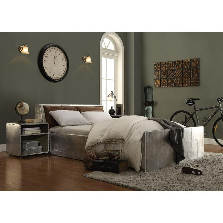 Acme Furniture Brancaster Nightstand with USB Power Dock Aluminum Walmart