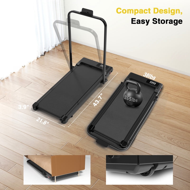 Redliro 2 in 1 Walking Pad Treadmill with Incline, Under Desk Treadmill with LED Display & APP for Home Office