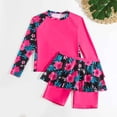 thumbnail image 4 of Maillot de Bain à Manches Longues pour Filles Deux Pièces, Ensemble Jupe de Bain Modeste avec Short Intégré, Haut de Protection anti-UV, Maillot de Bain Imprimé Coloré pour Plage Piscine pour Adolescentes, 4 of 9