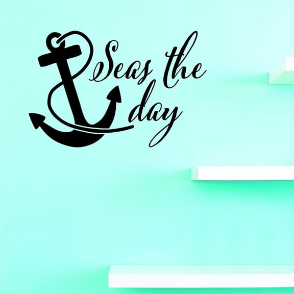 Custom Decals Seas The Day Wall Art Size: 20 X 30 Inches Color: Black