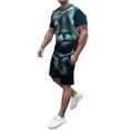 thumbnail image 1 of MAWCLOS Pyjama pour Hommes Deux Pièces Tenue d'Intérieur Ensemble de Pyjama à Manches Courtes Taille Élastique Rue 2 Pcs Survêtement #9 m, 1 of 4