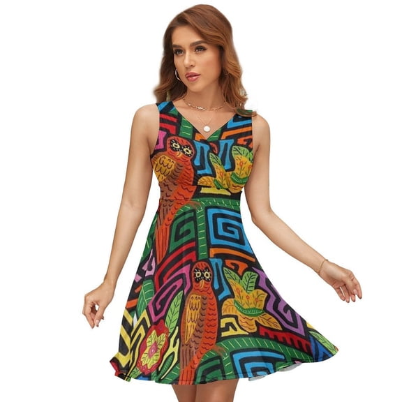 Mola De Panama Mounted Dress Fashion Beach Long Dresses Female Party Printed Sundress