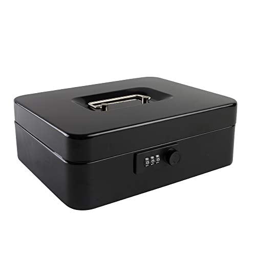 KYODOLED Large Cash Box with Combination Lock Safe Metal Money Box with