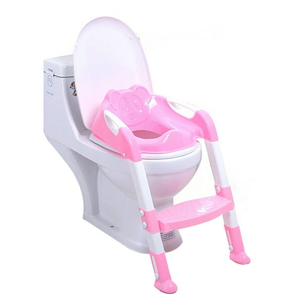 Baby Toddler Potty Training Toilet Chair Seat Step Ladder (Pink