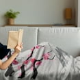thumbnail image 3 of Japanese Soft Flannel Fleece Throw Blanket, Greyscale Grunge Background with Fujiyama Mountain and Cherry Blossoms, Cozy Plush for Indoor and Outdoor Use, 60" x 80", Grey Black and Pink, by Ambesonne, 3 of 5