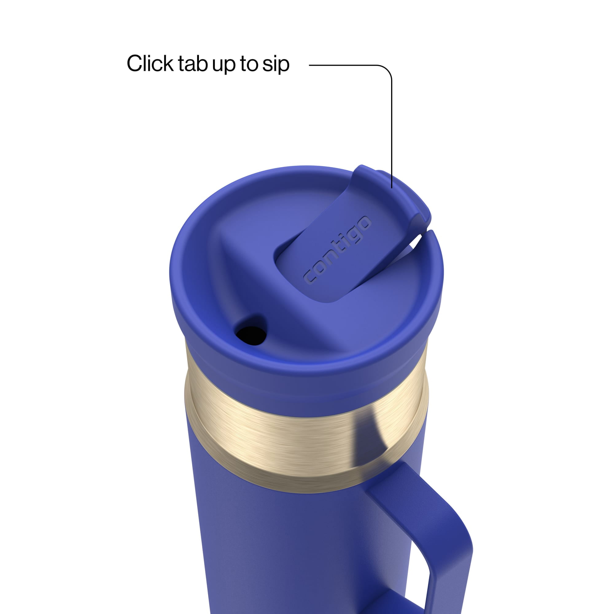 Contigo 20 oz Stainless Steel Travel Mug Tumbler – Leak-Proof Insulated Coffee Mug, Keeps Drinks Hot, Side Handle, Royal Blue/Champagne