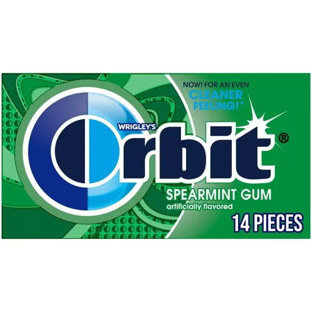 2x-Orbit Spearmint Sugar Free Chewing Gum Single Pack -14 Piece