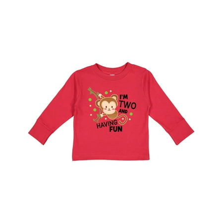 

Inktastic I m Two and Having Fun with Monkey Gift Toddler Boy or Toddler Girl Long Sleeve T-Shirt