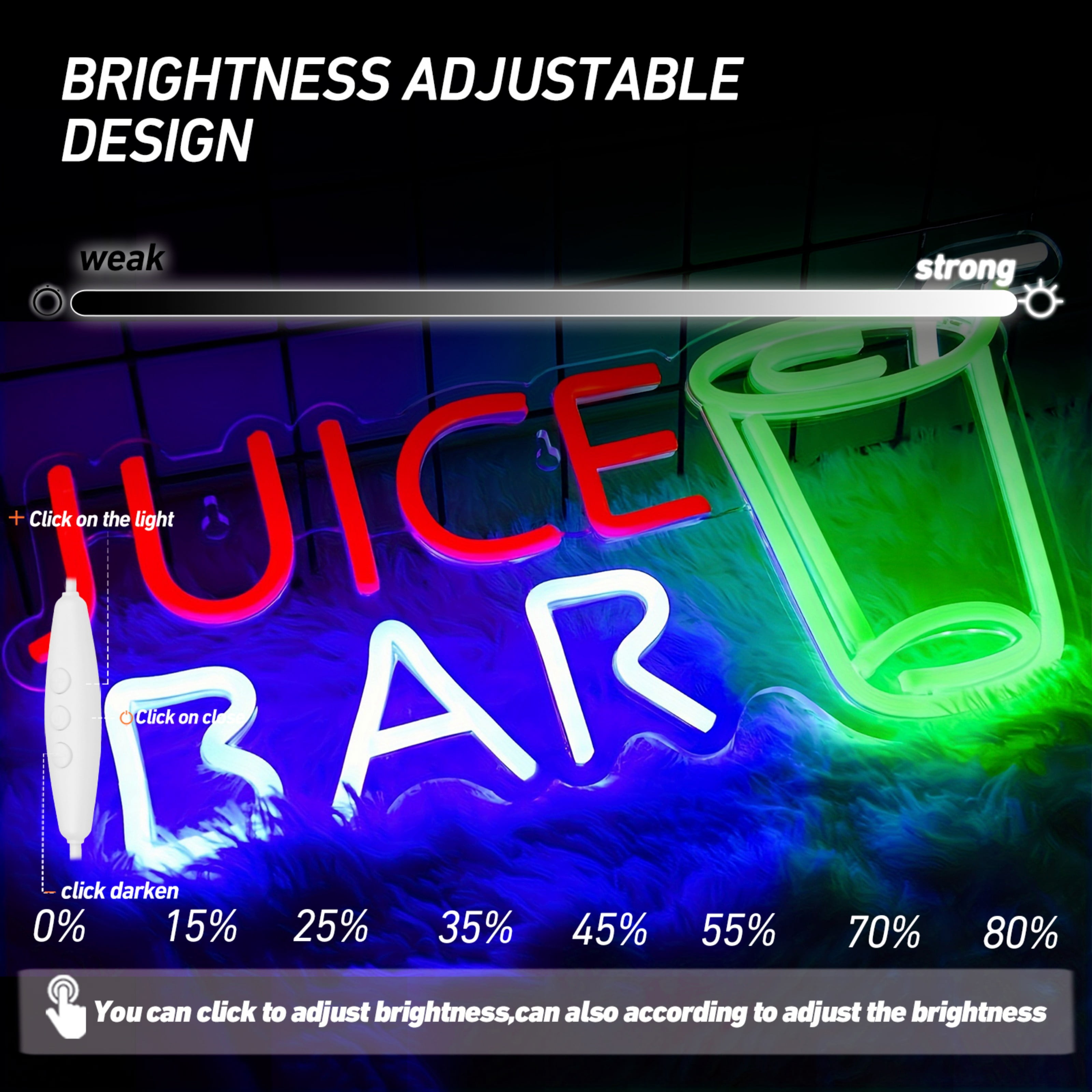 UPONRAY Juice Bar Neon Signs, 16.1"*7.1" Dimmable & USB-Powered LED Neon Light, Stylish Wall Decor for Juice Bar, Party, Restaurant, Living Room, Man Cave