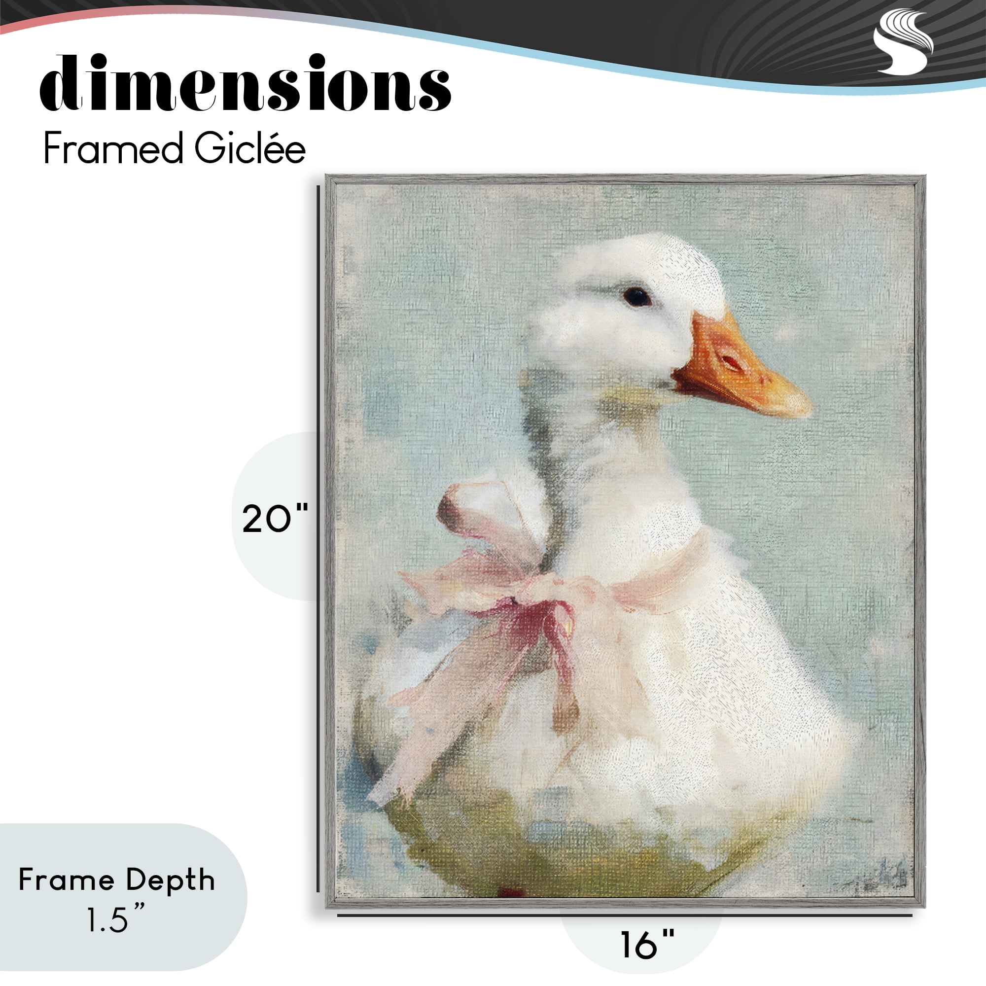 Stupell Industries Soft Pink Bow Goose Gray Framed Giclee Art, design by LSR Design Studio