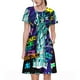 thumbnail image 1 of Fotbe New York City Vestido Largo de Moda para Mujer, Vestido Tipo Camiseta con Manga Corta y Estilo Casual a Rayas y Bloques de Color, 1 of 6