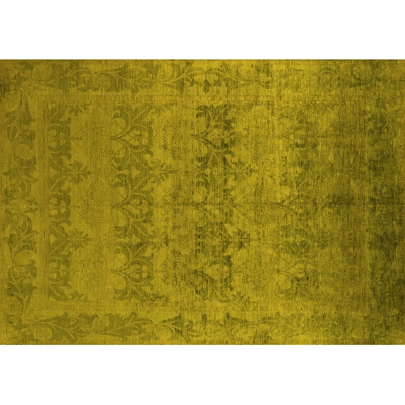Ahgly Company Indoor Rectangle Oriental Yellow Industrial Area Rugs, 5' x 7'