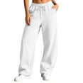 thumbnail image 3 of VBVC Women's Fall Seam Front Baggy Sweatpants , Drawstring Wide Leg Jogger Pants For Women , Ladies' Y2K Stretchy Trousers with Pockets , White , S-2XL, 3 of 10
