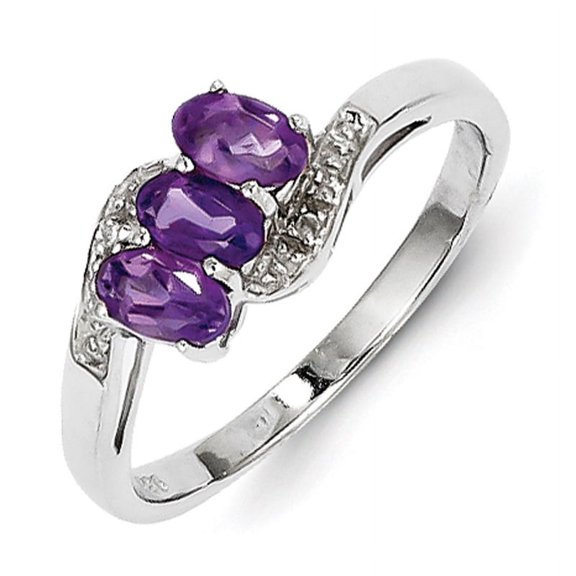 Primal Silver Sterling Silver Rhodium Amethyst and Diamond Ring