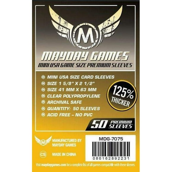 Mini Pochettes de Cartes USA (41mm x 63mm) Premium (50 Pochettes par Paquet)