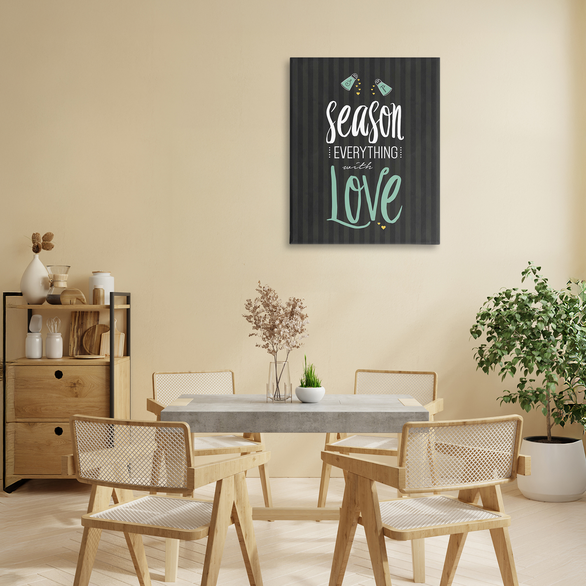 Season With Love Black & Green Canvas Wall Art, design by Lettered and Lined