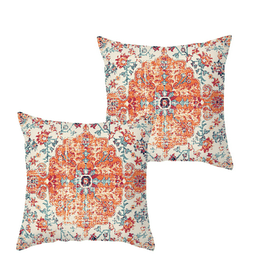 AUQ 2 Pieces Pillow Covers,Soft Peach Skin 18x18 Pillow Inserts,Printed Throw Pillows for Couch or Bed,Bohemian Style Burnt Orange Decorative Pillow Cover