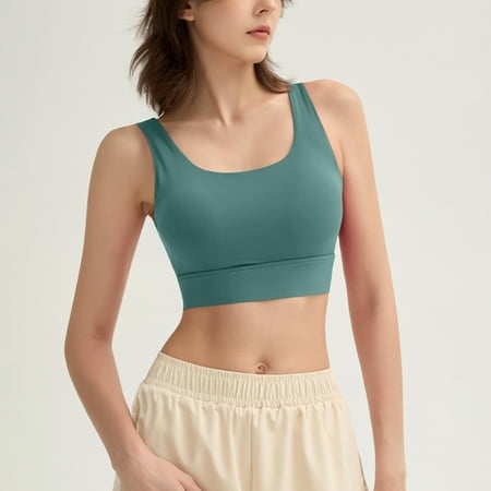 PRORMOOW Wireless Bras  Yoga Bra  Sports Bras for Women  Breathable Bras for Women  Women s Sports Bras  Young Girls Solid Color Cup Yoga Bottom Shirt Sports Underwear Vest  Turquoise  S