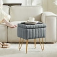 thumbnail image 6 of CONCETTA Footstools Ottoman Storage Bench, Vanity Faux Fur Padded Chair with Storage and Adjustable Feet for Makeup Bedroom Entryway, Grey, 6 of 7
