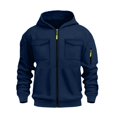 thumbnail image 4 of Rvwovn Men's Zip Up Hooded Jacket Utility Multi-Pocket Casual Fall Winter Outerwear Sizes S-3X, 4 of 8