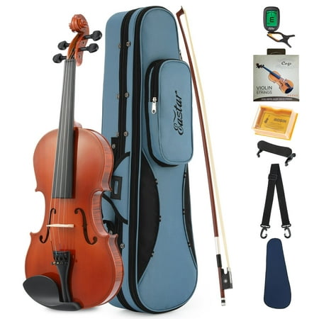Eastar EVA-1 Solid 1/4 Natural Violin Set For Beginner Student with Hard Case, Rosin, Shoulder Rest, Bow, Clip-on Tuner and Extra
