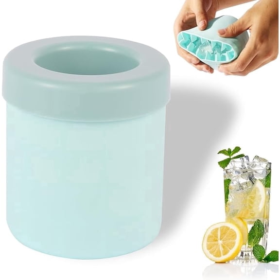 Cylinder Ice Molds,Silicone Ice Cube Trays,Portable Ice Maker,Press-Type Easy-Release Ice Bucket for Freezer(Blue)