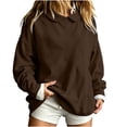 thumbnail image 4 of lcziwo Womens Oversized Sweatshirts No Hood Trendy Cute Peter Pan Collar Long Sleeve Pullover Athletic Sweatshirt Winter 2026 Brown,XL, 4 of 8