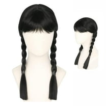 Women Long Black Braids Wig ,for Girl Costume Halloween Cosplay Wig,Matching a necklace suitable for fans