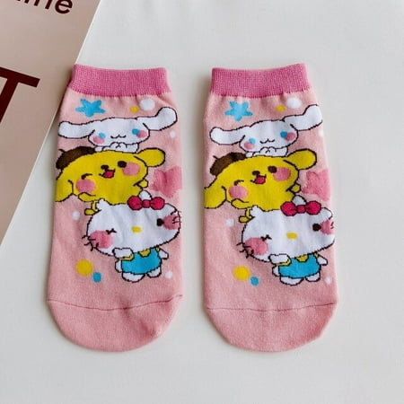 

Sanrio Kuromi My Melody Hello Kitty Short Socks Kawaii Cartoon Non-slip Soft Ankle Low Cut Breathable Socks Girls Gift