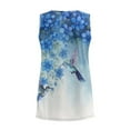 thumbnail image 5 of Jeiento Women's Blue Floral Birds Tank Tops Women Casual Sleeveless T Shirt Plus Size Ladies Teenager Gir V Neck Pleated Tunic Top Dressy Shirts Loose Fit Tunic Blouse Beach Vacation Outfit,5XL, 5 of 7