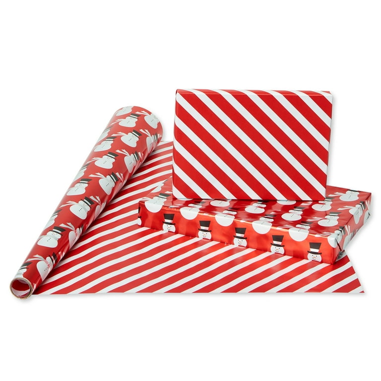 Snowman in Santa Claus Suit Candy Cane Green Red Wrapping Paper - #Xmas  #ChristmasEve Ch…