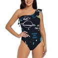 thumbnail image 2 of Picia Space Pattern Women's One Piece Swimsuits,One Shoulder Swimwear Asymmetric ,Ruffle Monokinis Bathing Suits,High Waisted Flattering Bathing Suits-Small, 2 of 8