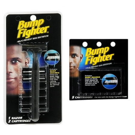Bump Fighter Refill Razor w/ 2 Cartridges + Bump Fighter Refill Cartridge Blades - 5 (Best Way To Avoid Razor Bumps)