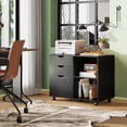 thumbnail image 2 of Zocalo Archivero De Madera Con 3 Cajones, Ruedas Y Estantes, Muebles Archiveros Para Oficina Color Negro, 2 of 8