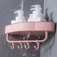 thumbnail image 3 of Billuyoard Rejilla de ducha de esquina para baño, cesta de drenaje con ganchos, organizador, estante para llaves, estante de pared, cesta de almacenamiento Juegos de accesorios de baño Rosado Billuyoard HA000958-04B, 3 of 6