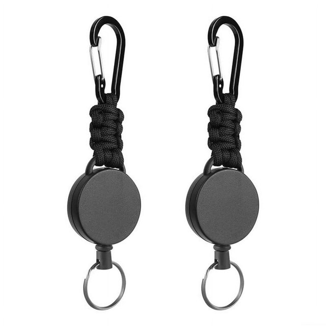 MesaSe 2Pcs Key Chains With Carabiner 60cm Extendable Steel Wire Multifunctional Extendible ID Holder Outdoor Anti-lost Retractable Keychain