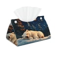 thumbnail image 2 of Lsque Starry Sky Sleep White Bear Printed Long Tissue Box Cover Holder, Facial Paper Organizer Dispenser,Triangle with Bottom Belt, PVC Leather Decorative Organizer, 2 of 9