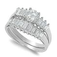 thumbnail image 1 of Set of 2 Marquise Accented Round Cubic Zirconia Ring Sterling Silver 925, 1 of 3