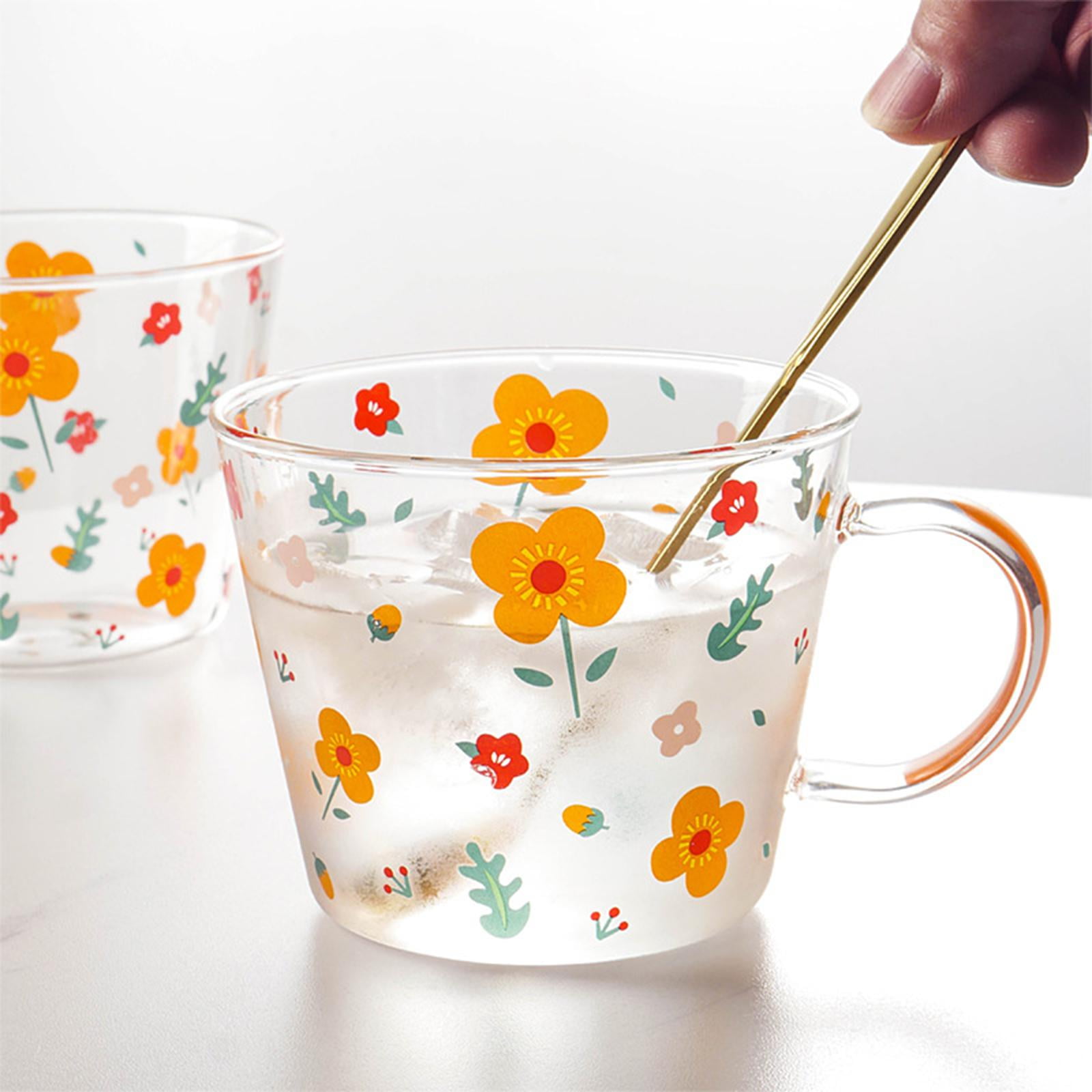Glass Coffee Cup Tea Mug Espresso Cups 450ml with Handle Glass Water Cup Beverage Mugs for Oatmeal Milk Breakfast Beverage Birthday Gifts