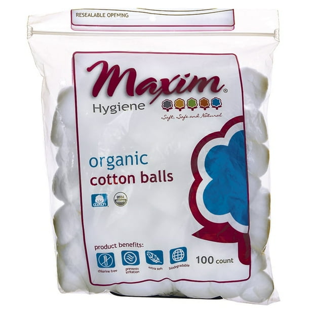 Maxim Hygiene Products Organic Cotton Balls, 100 ea