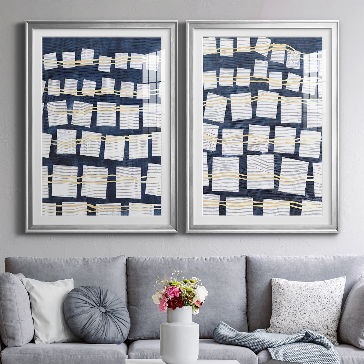 Wexford Home Networks III Premium Framed Print, 26.5" x 36.5" - Ready to Hang, Silver (Set of 2)