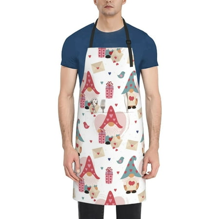 

Rateoe Gnome With Love Letter Aprons with Pocket Men Womens Aprons Waterproof Adjustable Cooking Aprons for Kitchen Gardening and Salon