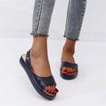 thumbnail image 6 of Xfvqtps Slingback Flats for Women Open Toe Slip on Elastic Strap Side Cutout Leather Soft Sole Comfortable Breathable Casual Dressy Summer Sandals Blue, 6 of 8