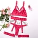 thumbnail image 1 of Conjunto de ropa interior sexy de tres piezas con anillo de ajuste para pierna y cintura con sello de estilo europeo y americano para mujer, 1 of 6