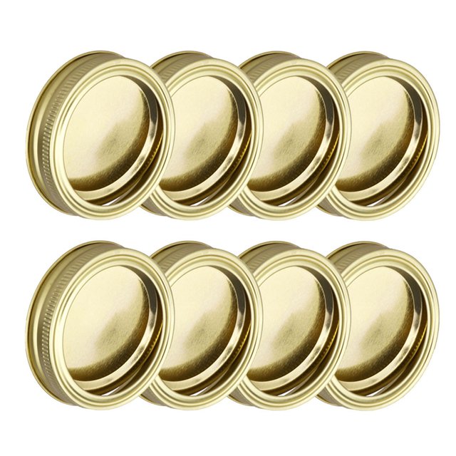 Billuyoard 24 Uds. Tapas de tarros de tipo dividido de 70mm anillos de sellado de silicona tapas de latas de boca ancha de almacenamiento cubierta de Cocina y Comedor Dorado Billuyoard HA000153-01B