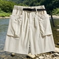 thumbnail image 2 of Besolor Men's Summer Plus Size Shorts Wide Leg Casual Loose Breathable Comfy Thin Workout Running Shorts with Pocket(4X-Large,Beige), 2 of 5