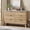 Log color cabinet body + marble top panel, variant on Senfot White 6-Drawer Fluted Dresser, 47.2" Wide Chest with Curved Design & Gold Handles – Modern Storage for Bedroom or Living Room