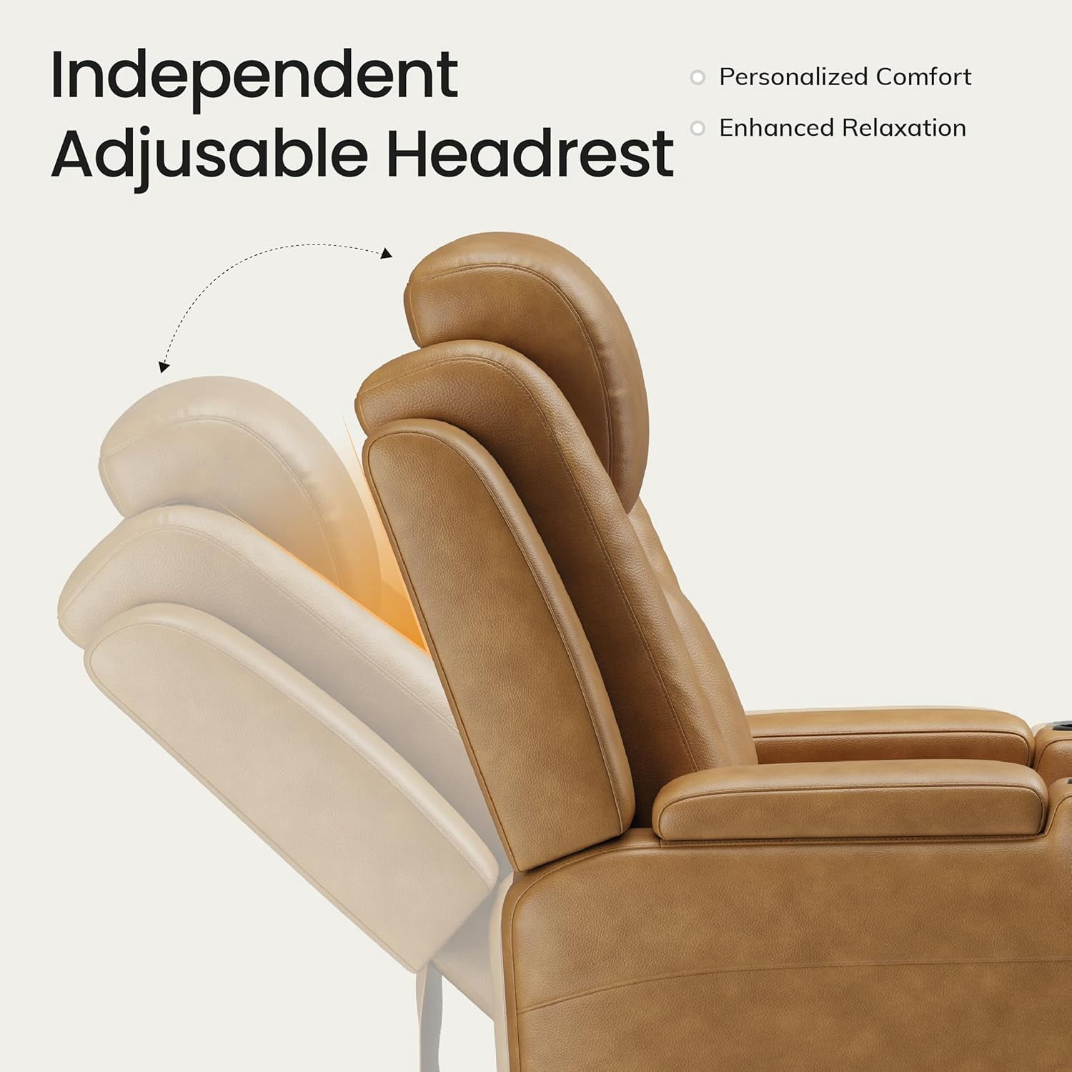 COLAMY Sereno Dual Motors Wall Hugger Power Recliner Chair with Power Headrest for Living Room, Home Theater Seating with Hidden Storage, Light Brown