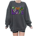 thumbnail image 2 of BLTIBY Mardi Gras Sweatshirts for Women Carnival Print Crew Neck Long Sleeve Loose Soft Comfy Fashion Pullover Tops 2025 Dark Gray XL, 2 of 4