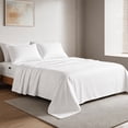thumbnail image 2 of WVG Bamboo Sheet Set, Cooling Bed Sheets, Deep Pocket Fitted Sheet with Pillowcases, Soft Breathable Bedding Set, Embossed Stripe Design, 2 of 9